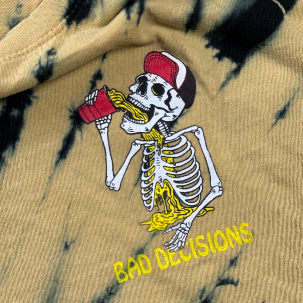 Dikotomy Bad Decisions Tie Dye Long Sleeve Shirt Beer Drinking Skelton Mens XL